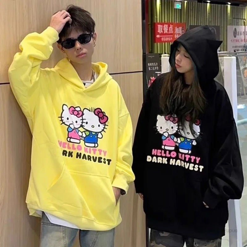 Kawaii Kitty and Daniel Oversized Hoodies (3 Colours) - Bouquet Blossoms Shop