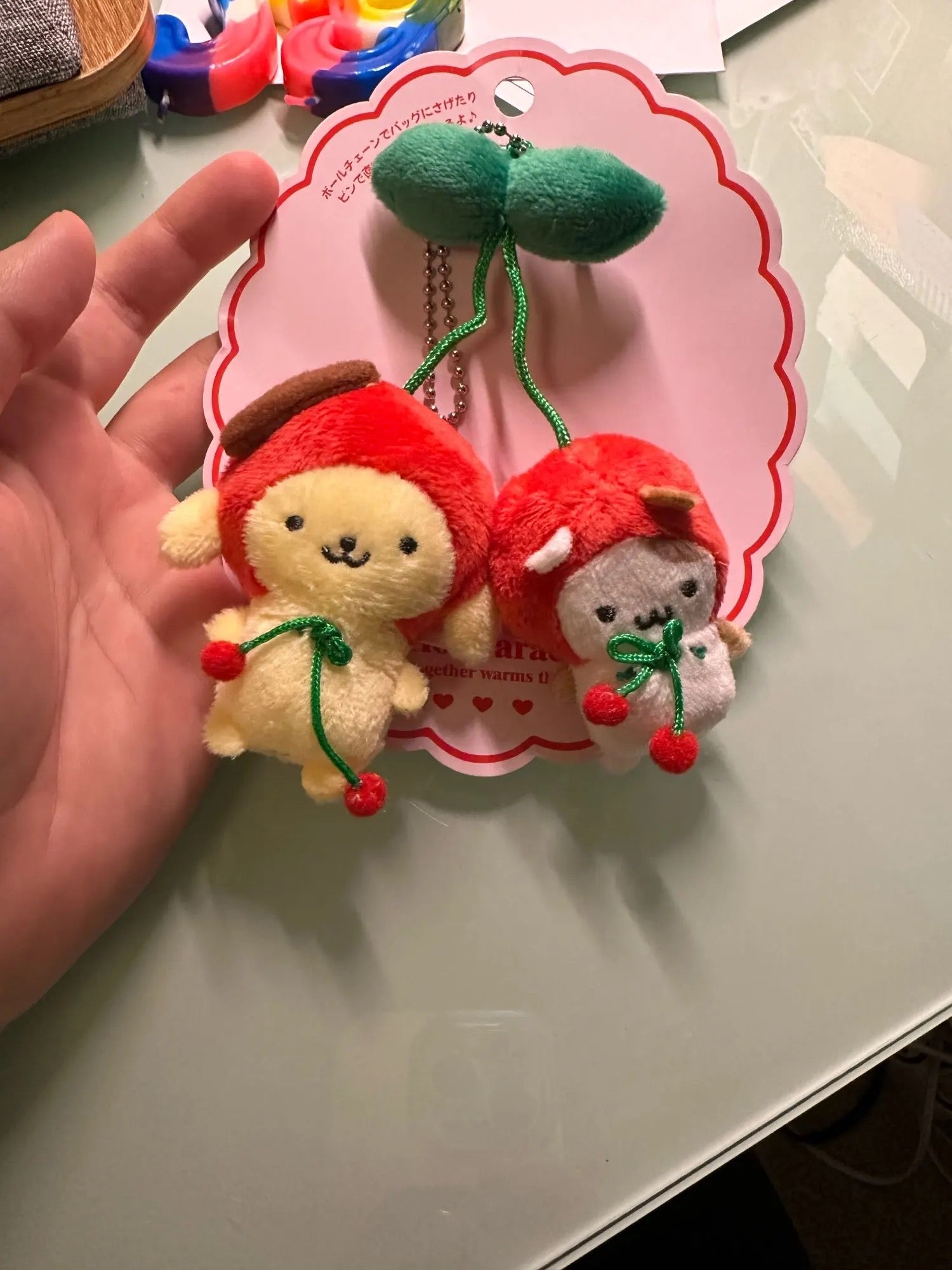 Kawaii Characters Double Cherry Plushie Keychain - Bouquet Blossoms Shop