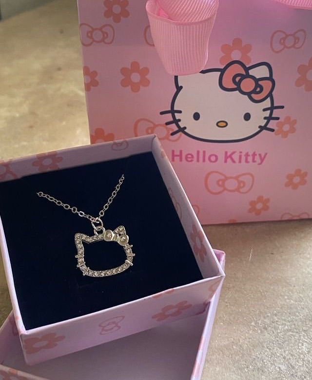 Kitty Kawaii 925 sterling silver diamanté necklace - Bouquet Blossoms Shop