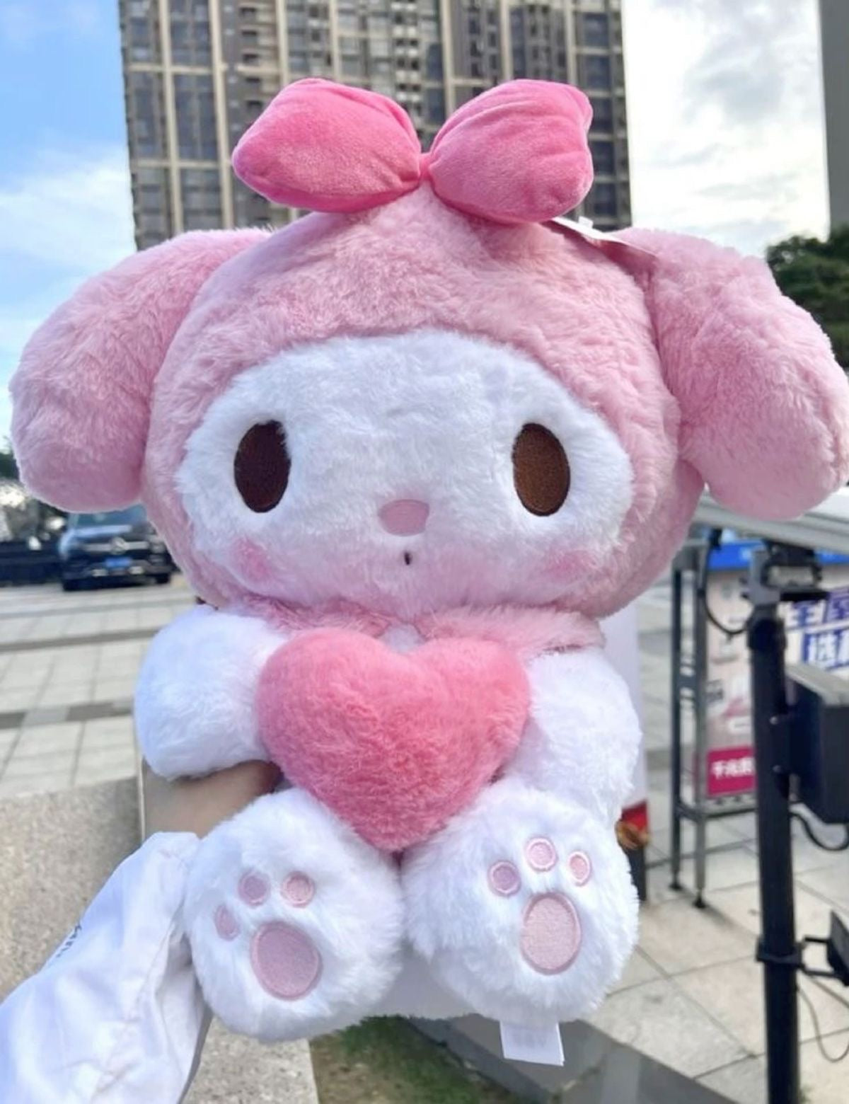 Kawaii Character Small & Jumbo Holding Heart Plushies - Bouquet Blossoms Shop