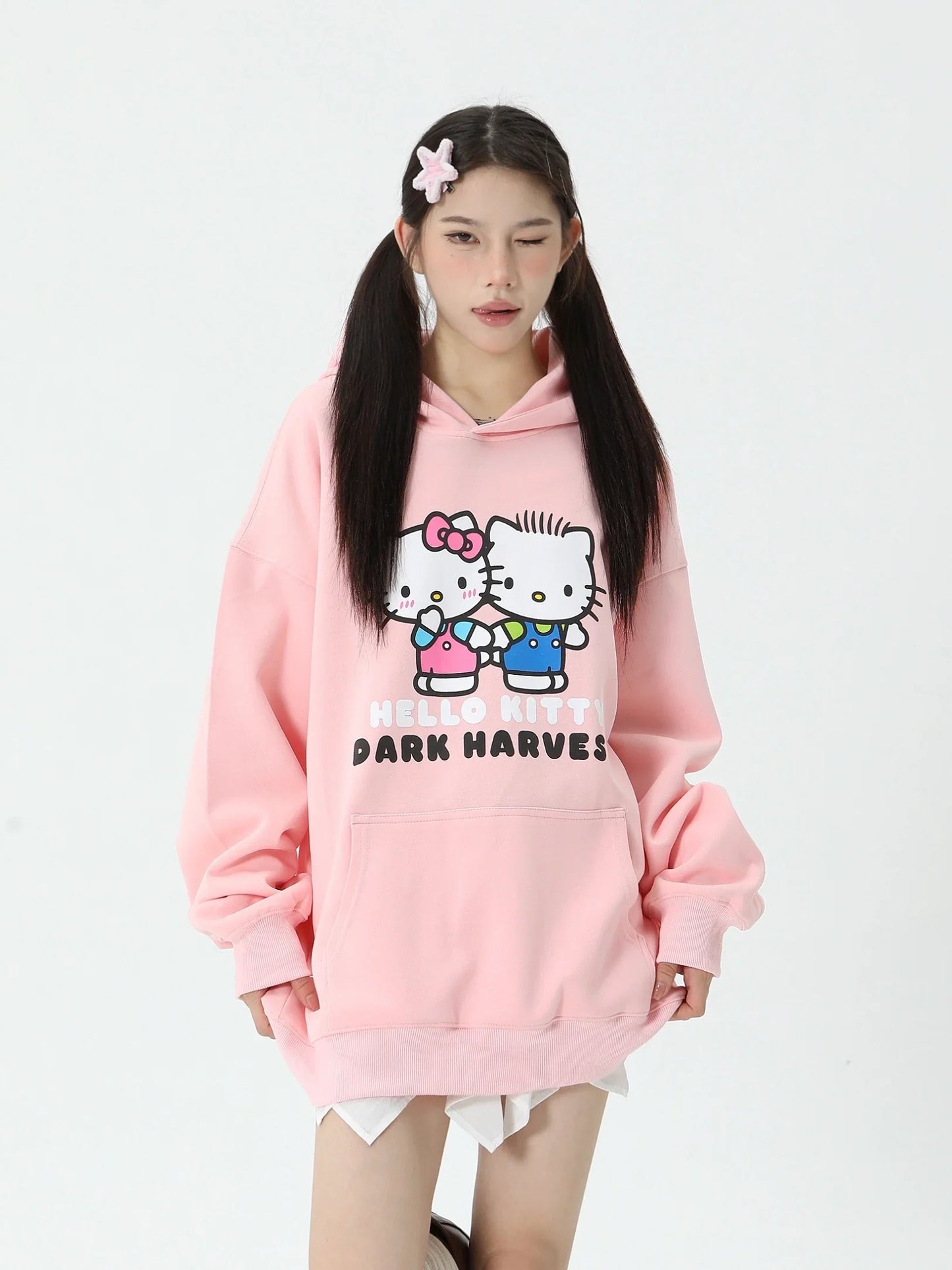 Kawaii Kitty and Daniel Oversized Hoodies (3 Colours) - Bouquet Blossoms Shop