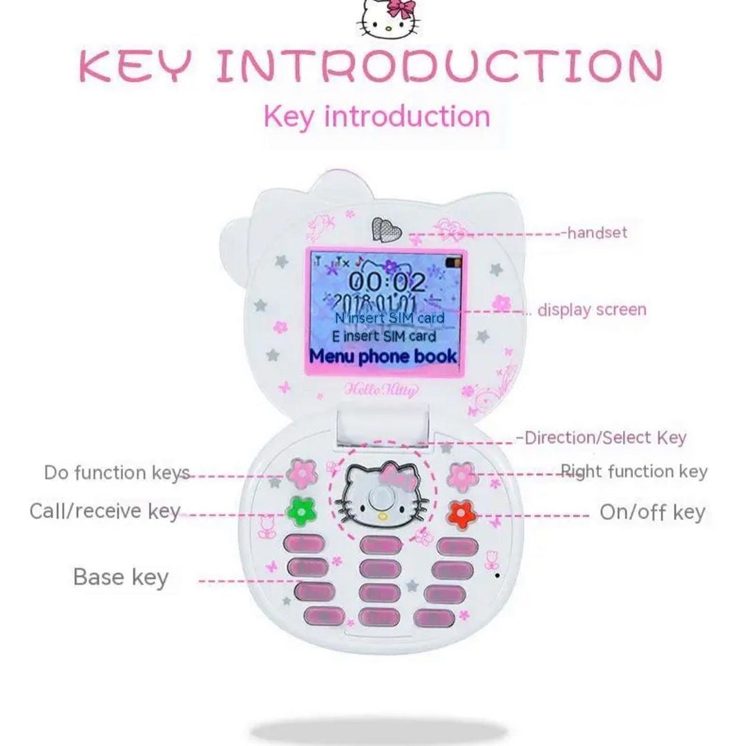 Kitty Kawaii Rhinestone Flip Phone - Bouquet Blossoms Shop