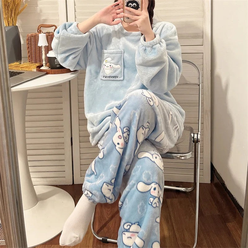 Kawaii Character Cinna Fluffy Pyjamas Pjs Set - Bouquet Blossoms Shop