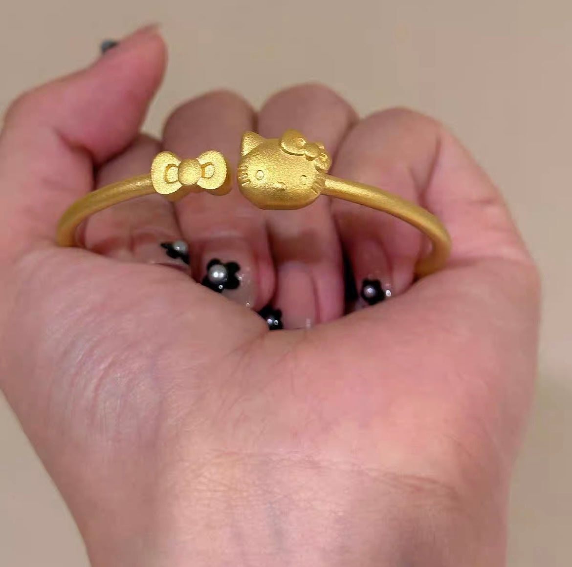 Kitty Kawaii Face Bow Design Adjustable 24K Gold Bracelet