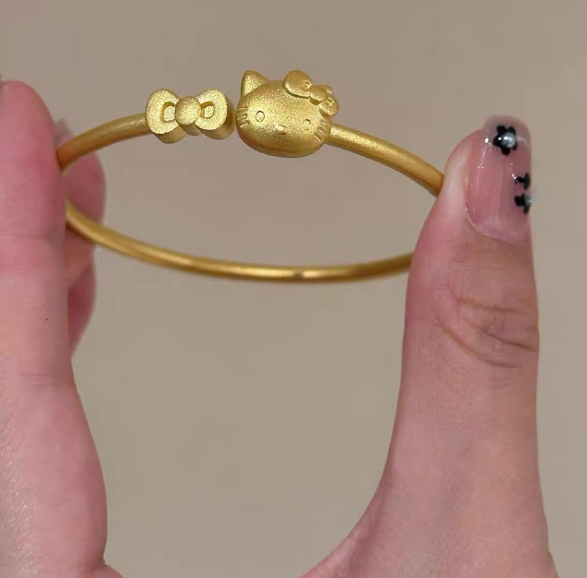 Kitty Kawaii Face Bow Design Adjustable 24K Gold Bracelet