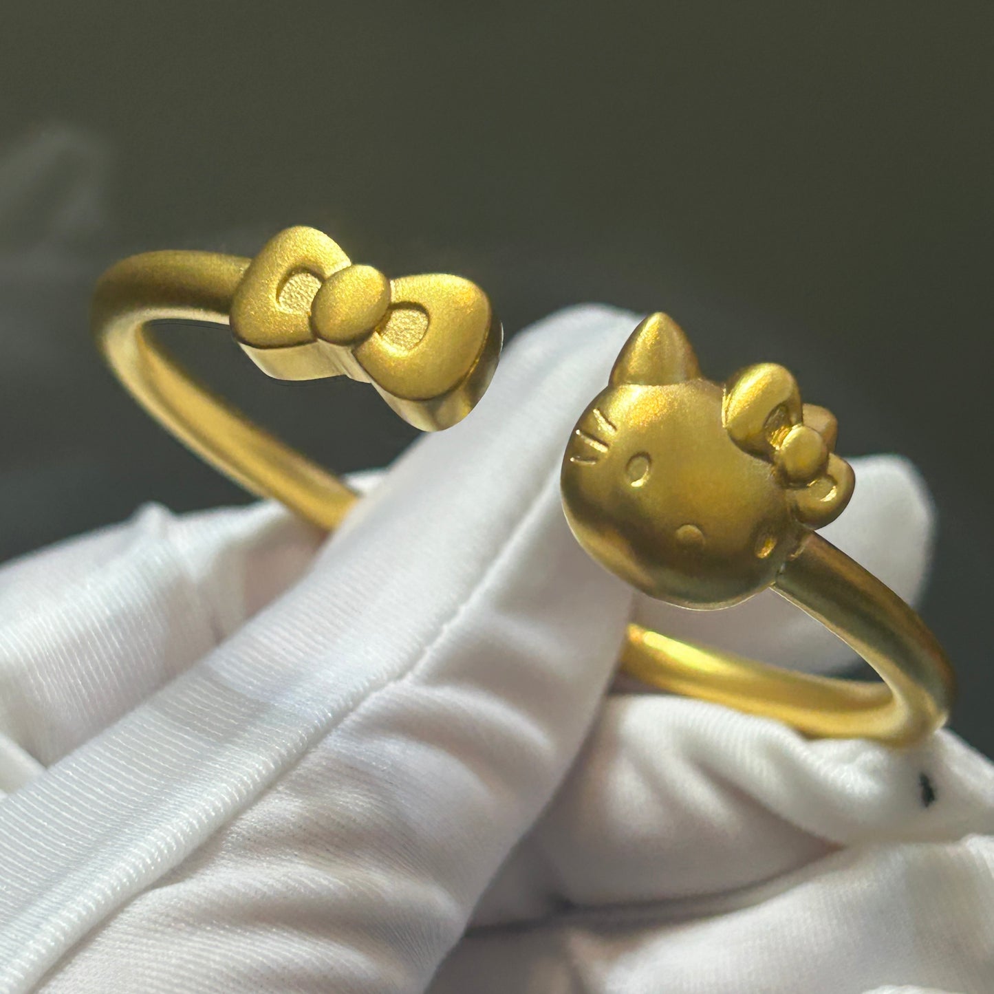 Kitty Kawaii Face Bow Design Adjustable 24K Gold Bracelet