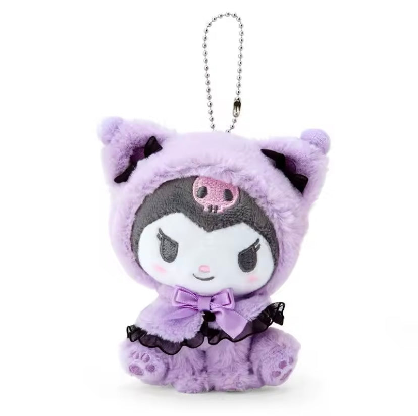 Kawaii Characters Cat Kitten Costume Style Plush Fluffy Fuzzy Keychain (5 Variants)