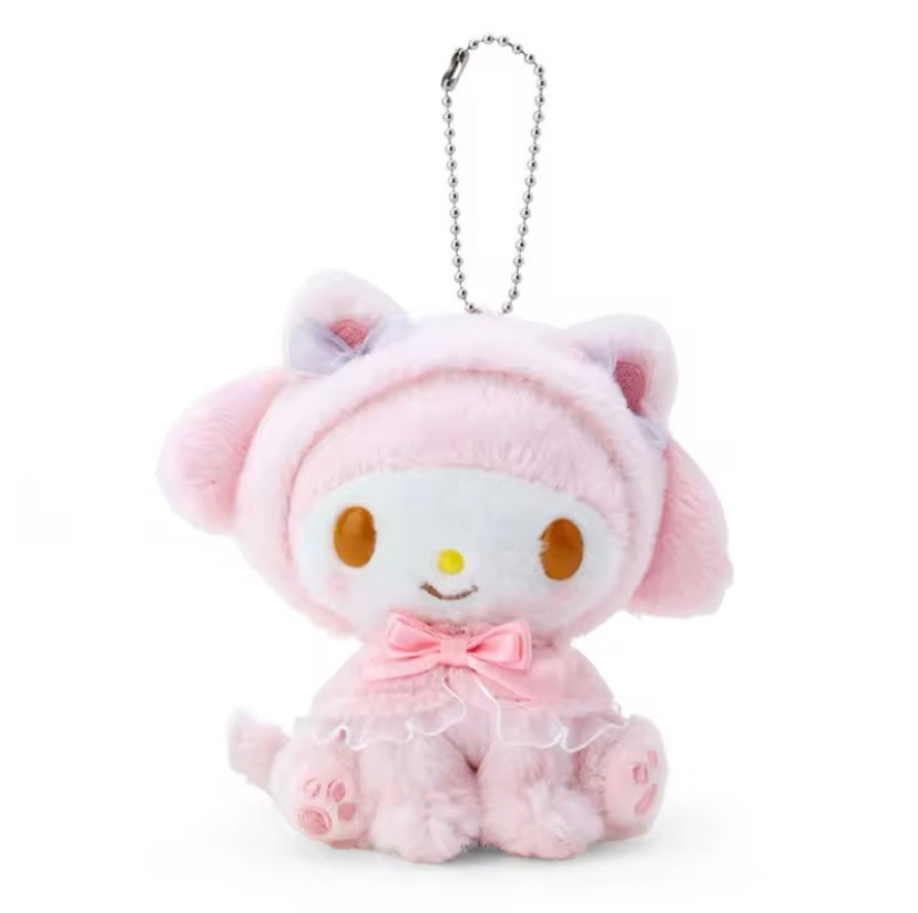 Kawaii Characters Cat Kitten Costume Style Plush Fluffy Fuzzy Keychain (5 Variants)