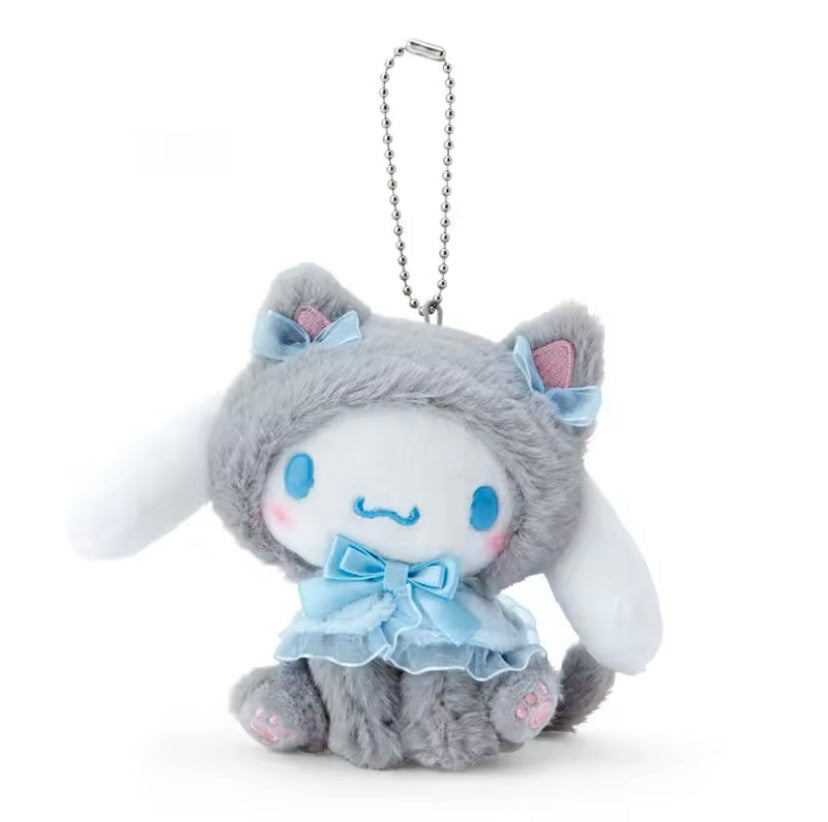 Kawaii Characters Cat Kitten Costume Style Plush Fluffy Fuzzy Keychain (5 Variants)