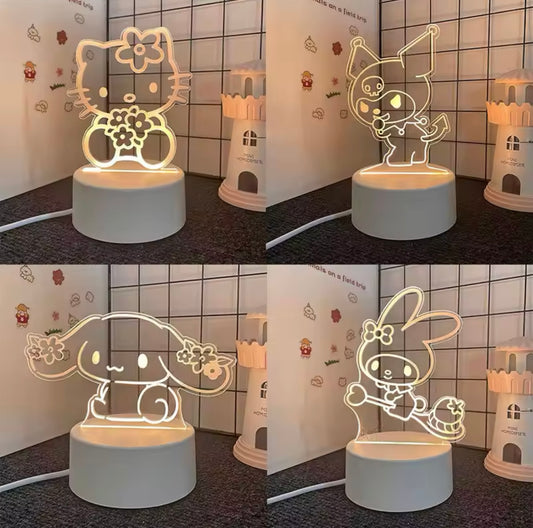 Kawaii Characters 3D LED Outline Bedside Lamp