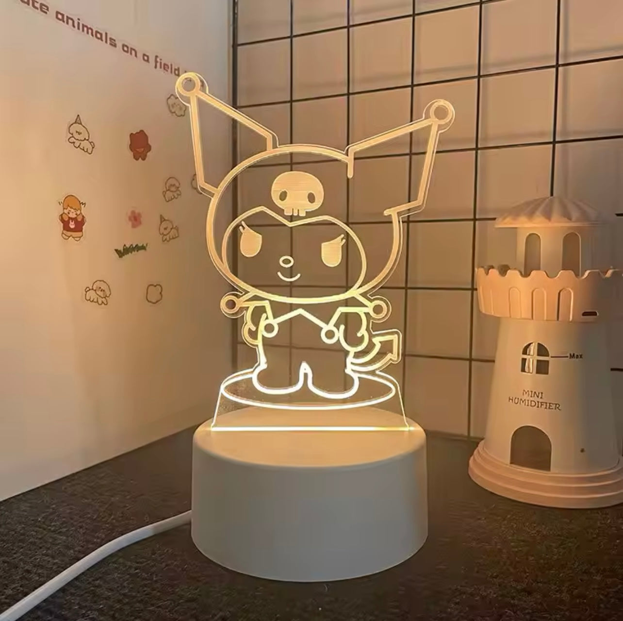 Kawaii Characters 3D LED Outline Bedside Lamp