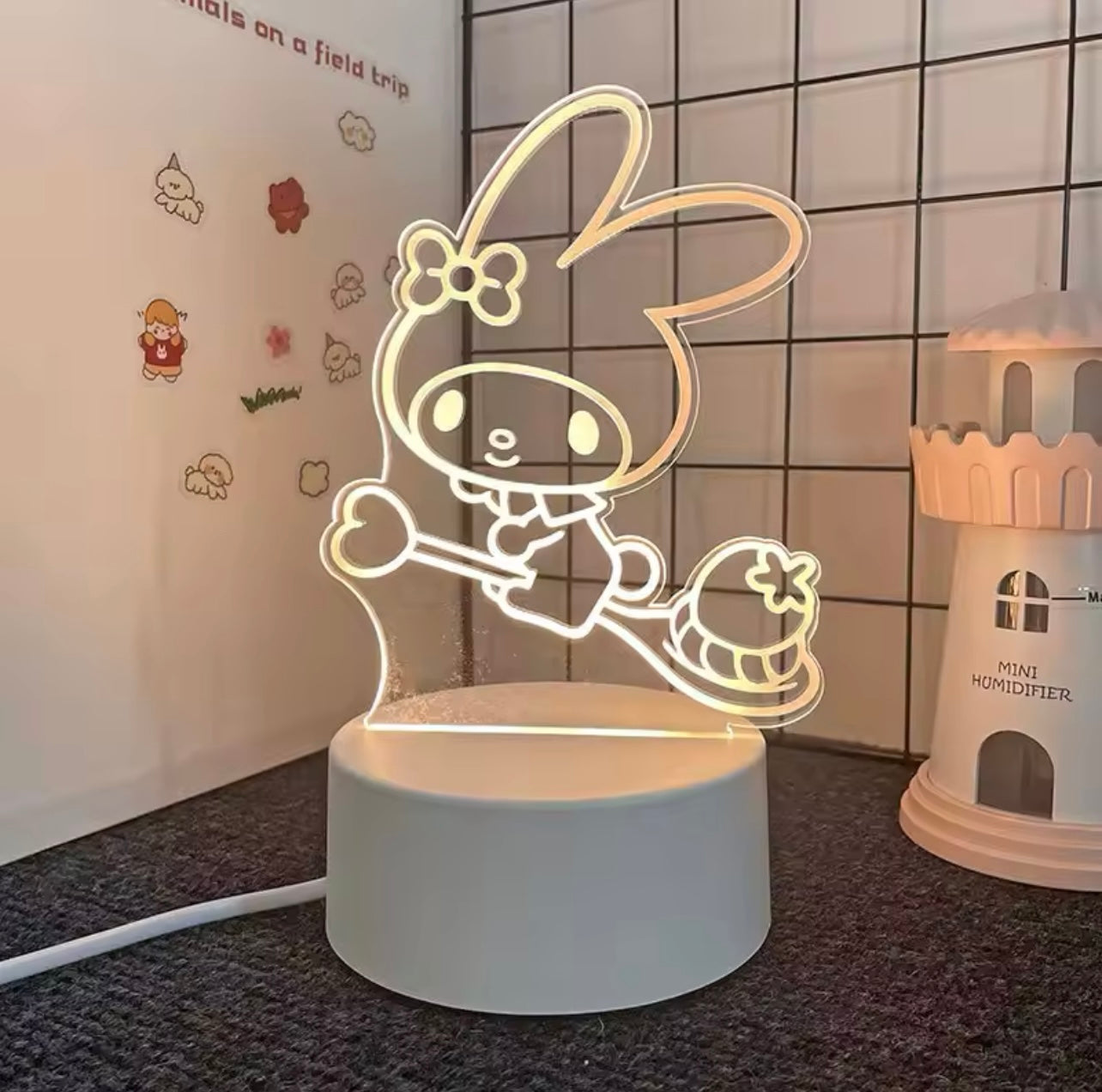 Kawaii Characters 3D LED Outline Bedside Lamp