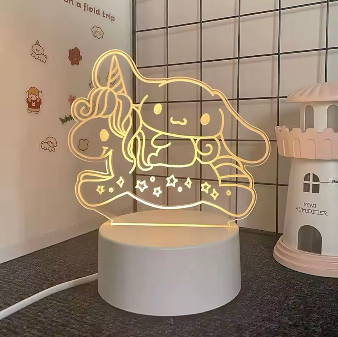 Kawaii Characters 3D LED Outline Bedside Lamp