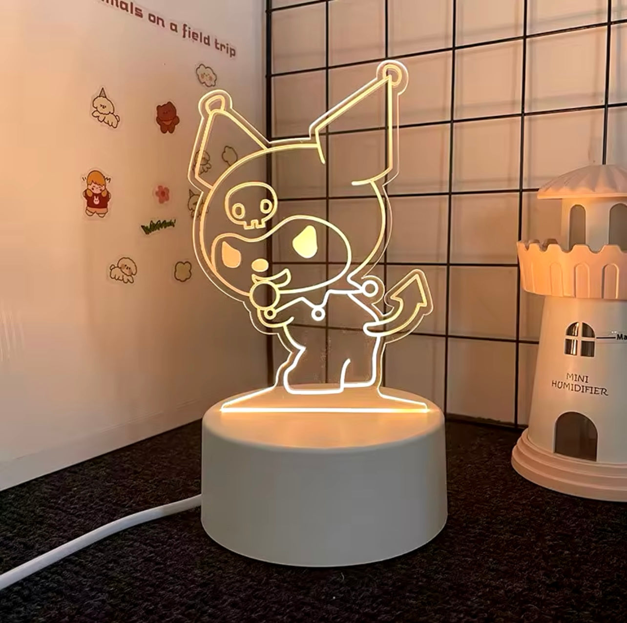 Kawaii Characters 3D LED Outline Bedside Lamp