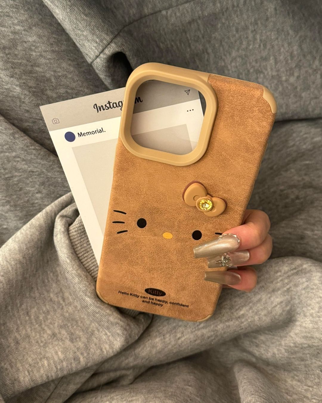 Kitty Kawaii Brown Leather Shockproof iPhone Case