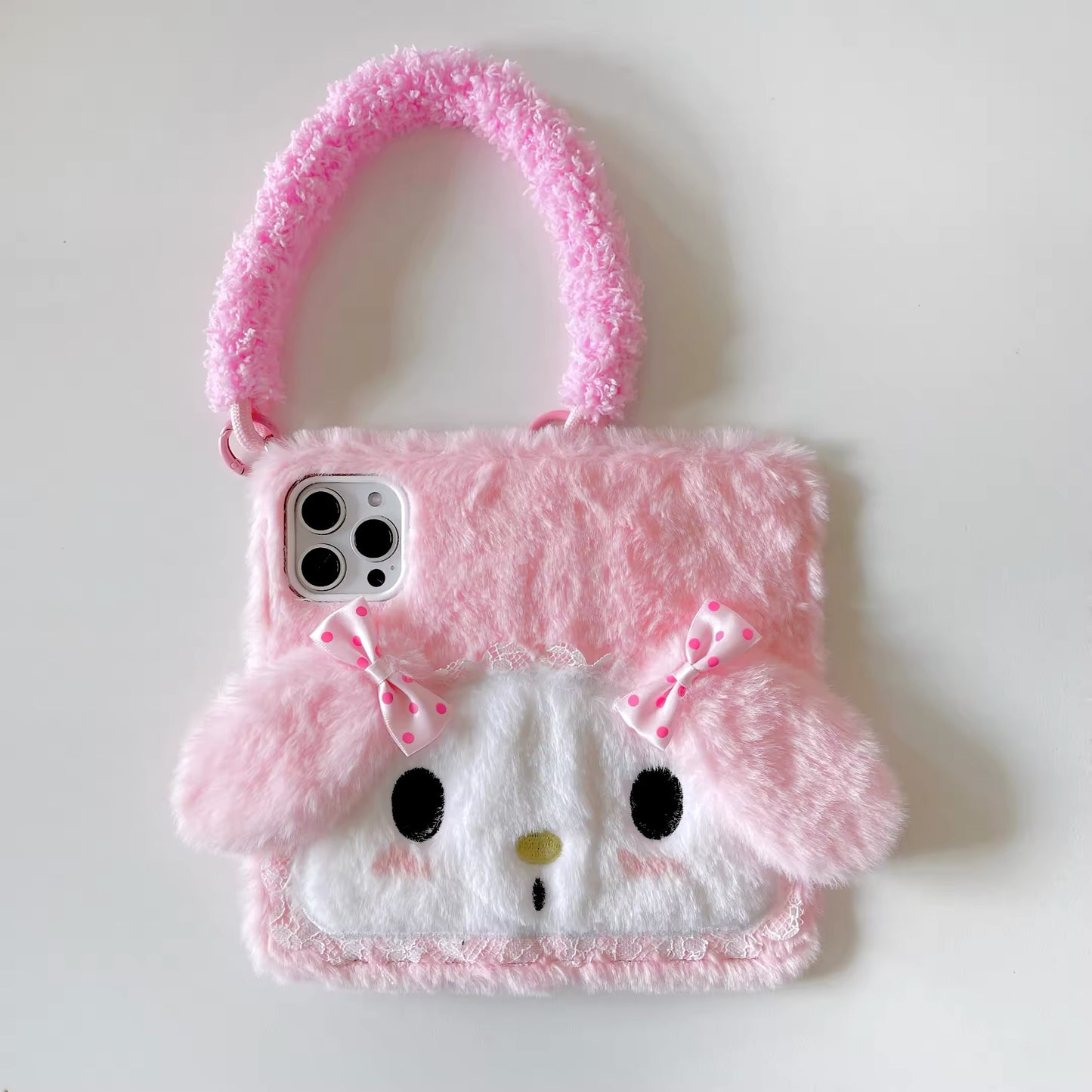 Melody Kawaii Folding Fluffy Furry Handles iPhone Case