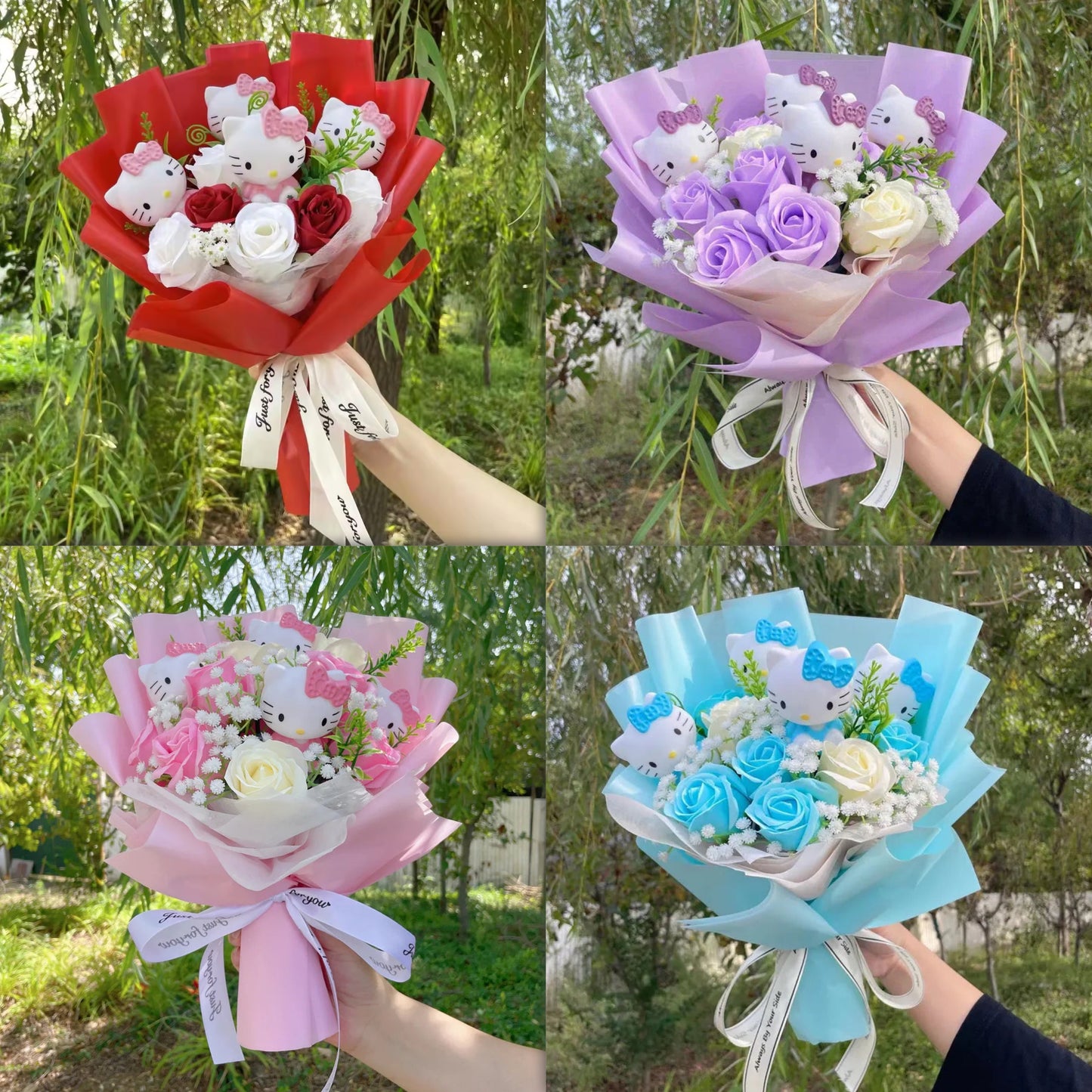 Kitty Kawaii Mixed Flowers Faux Bouquet (4 Colours)