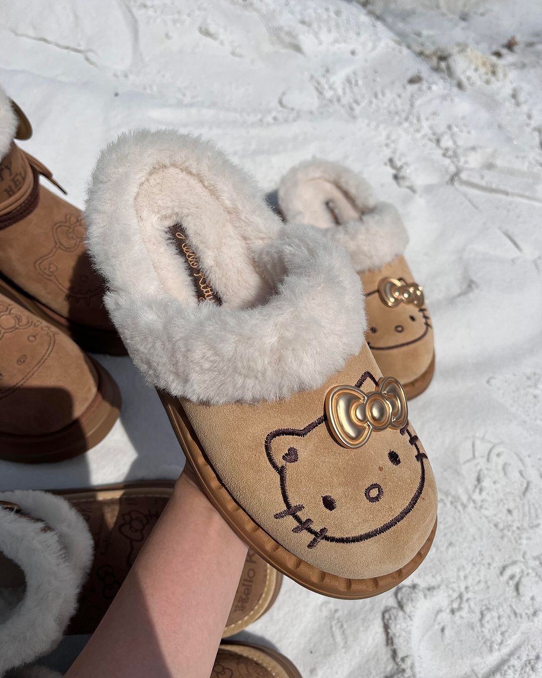 Kitty Kawaii Brown Winter Fur Snow Boots Loafer Slipper Shoes (3 Styles)