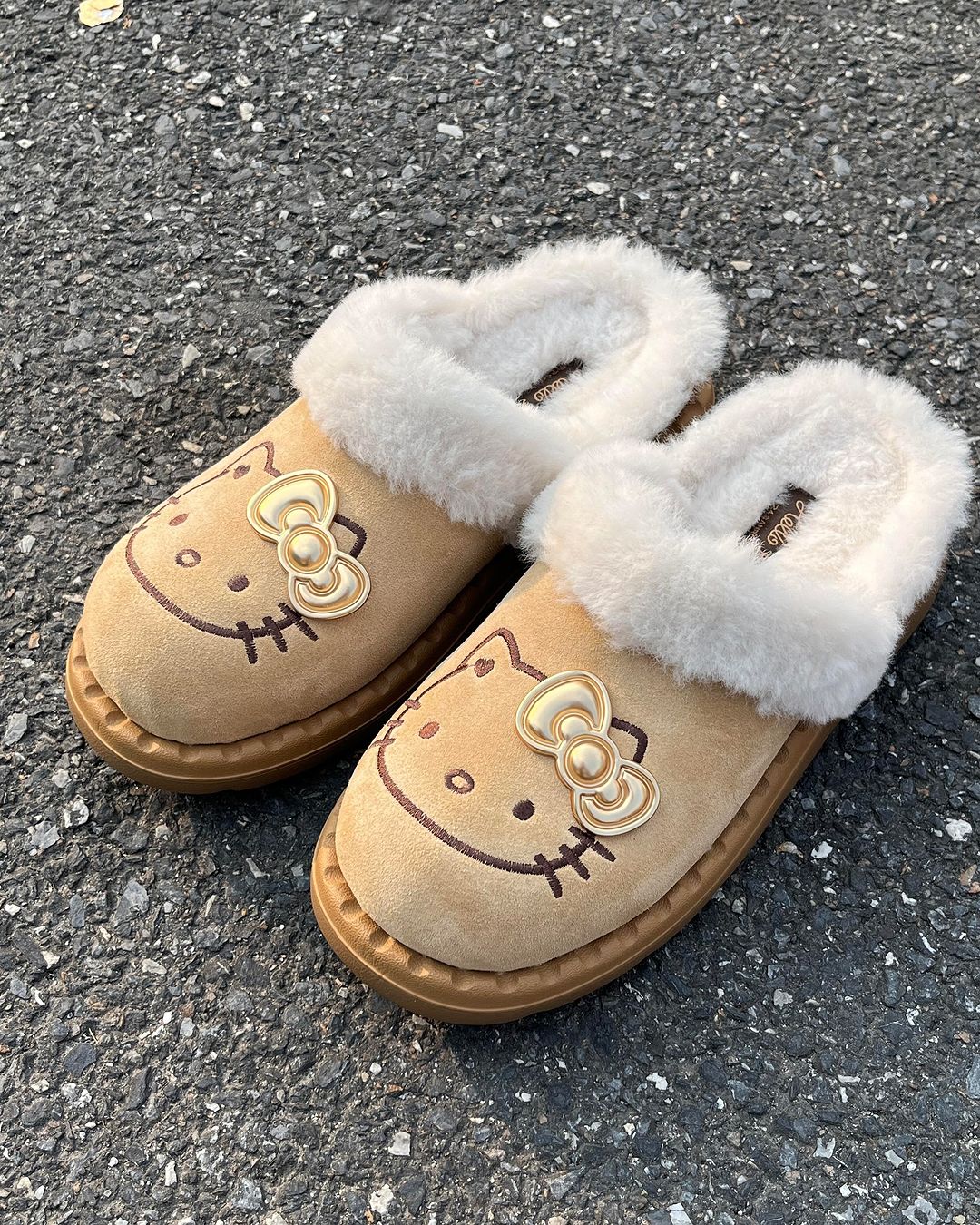 Kitty Kawaii Brown Winter Fur Snow Boots Loafer Slipper Shoes (3 Styles)