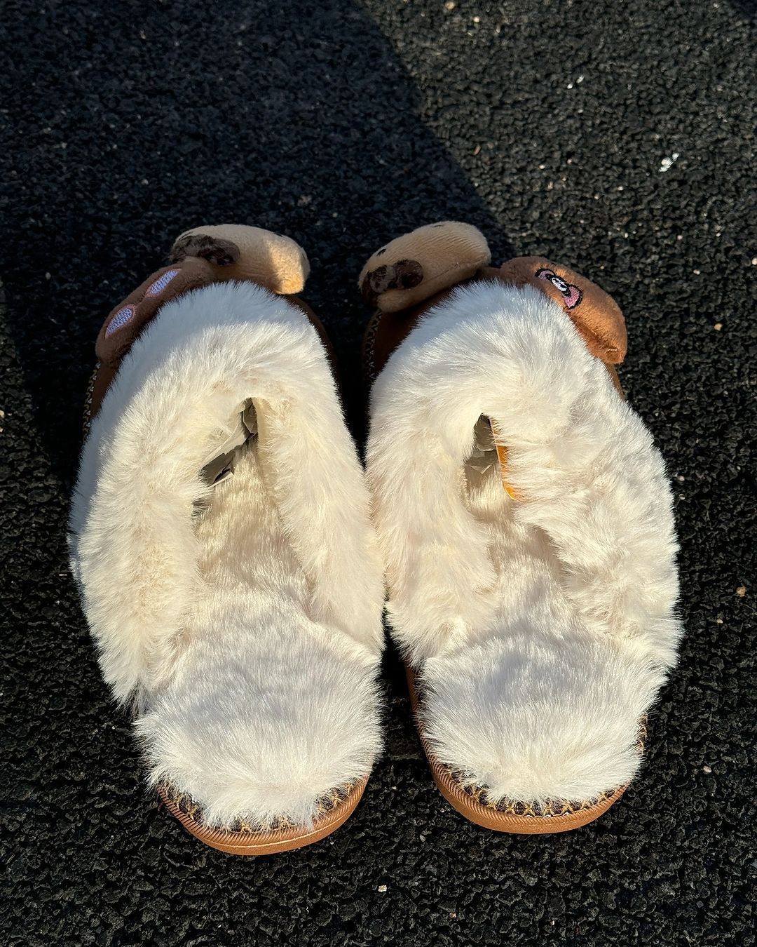 Kitty Kawaii Face Plushie Fur Brown Winter Slippers Shoes (2 Styles)