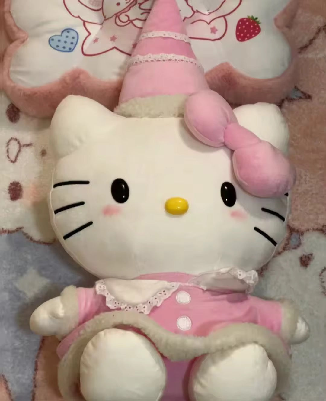 Kitty Kawaii Pink Santa Hat Christmas Theme Plushie