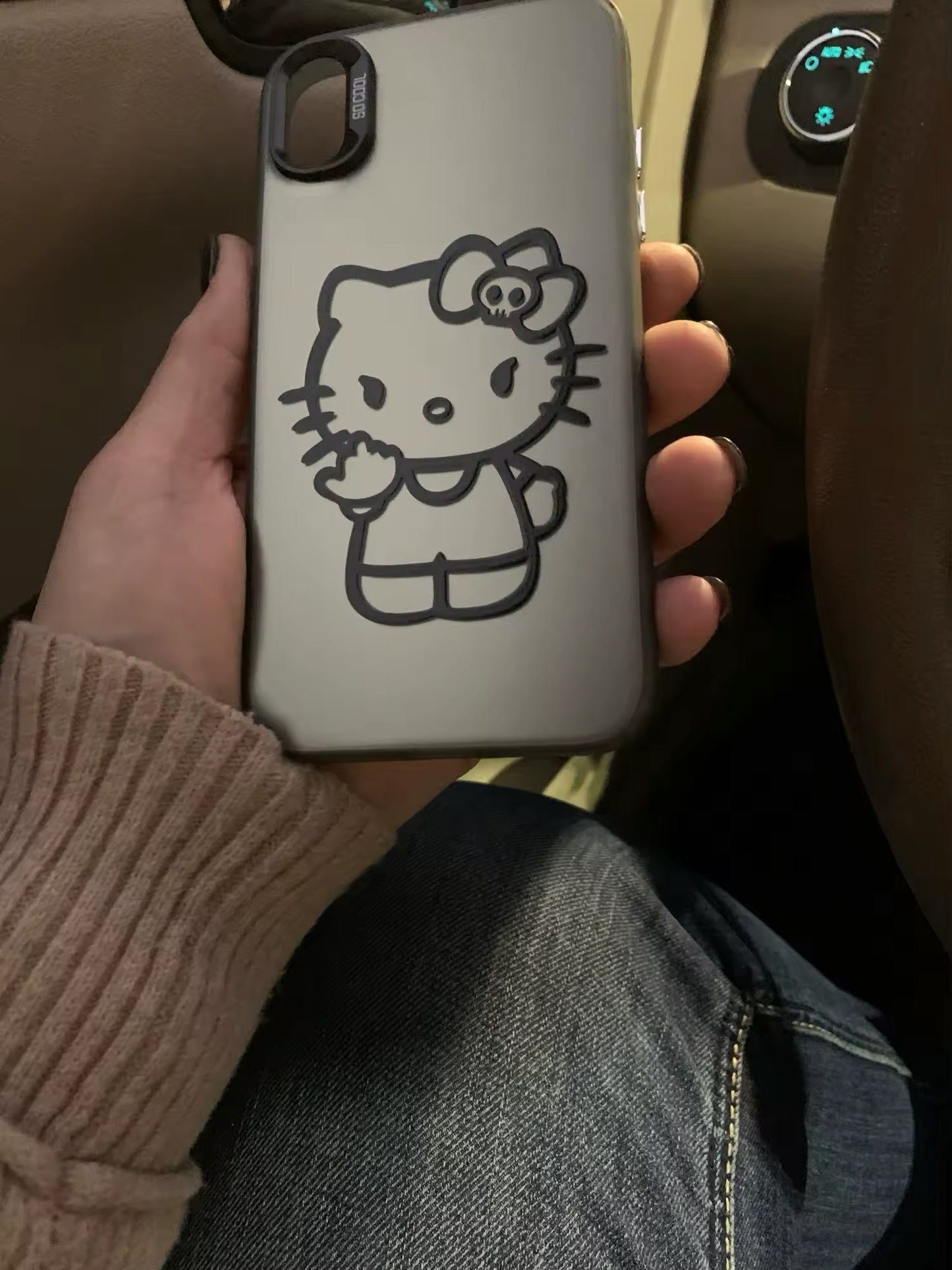 Kitty Kawaii Middle Finger Grey Phone Case