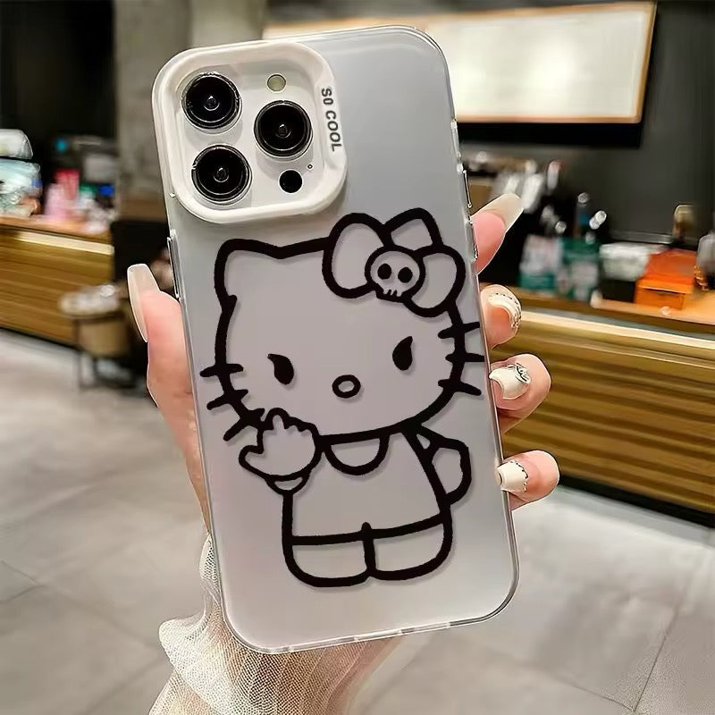 Kitty Kawaii Middle Finger Grey Phone Case