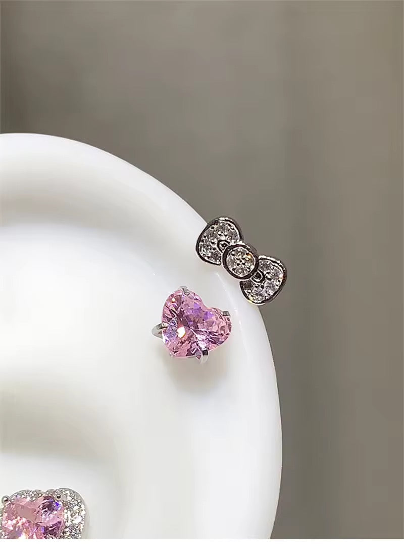 Kitty Kawaii Bow Heart Design Ear Cuff Earrings