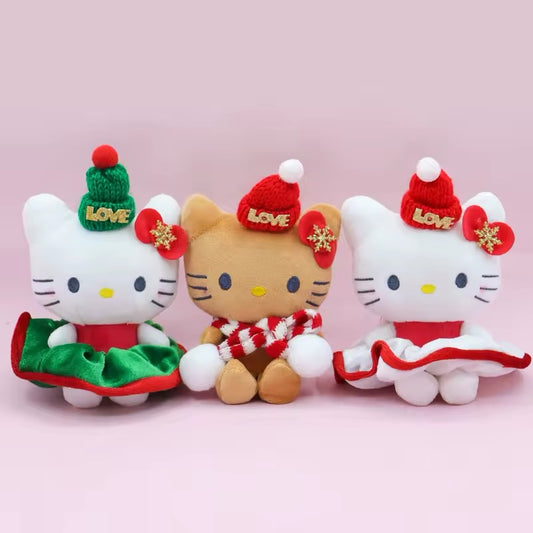 Kitty Kawaii Plush Christmas Themed Keychain