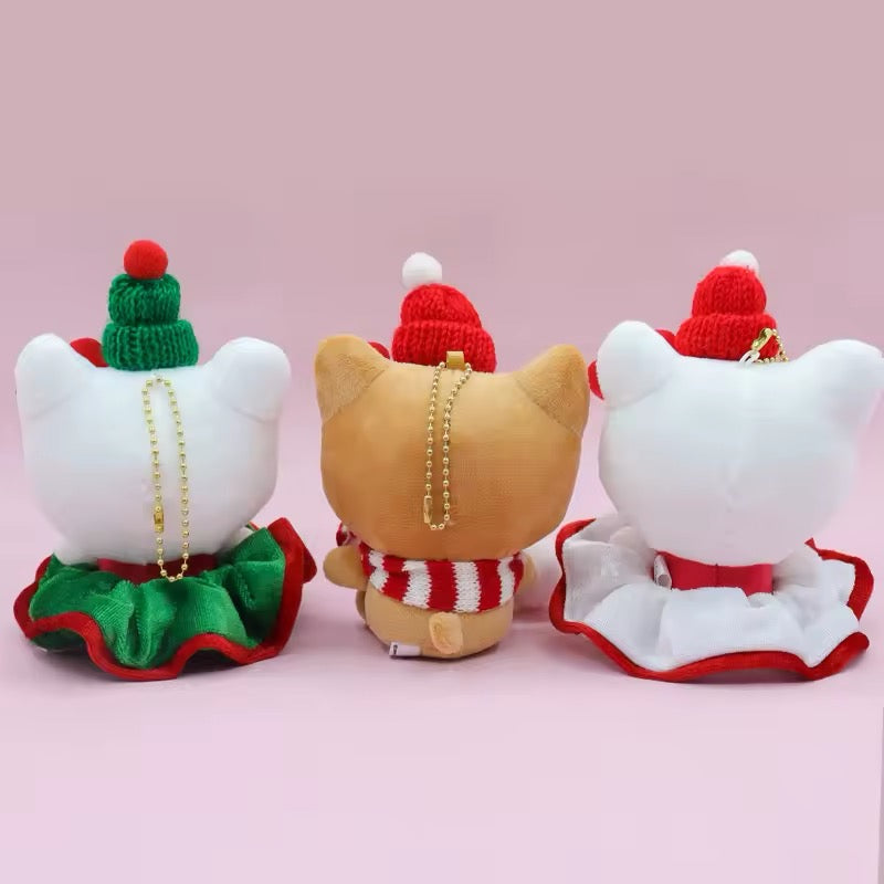 Kitty Kawaii Plush Christmas Themed Keychain