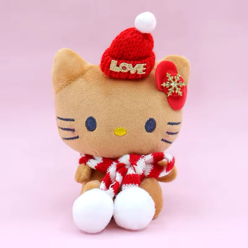 Kitty Kawaii Plush Christmas Themed Keychain