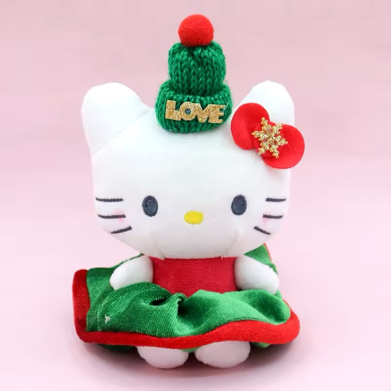 Kitty Kawaii Plush Christmas Themed Keychain