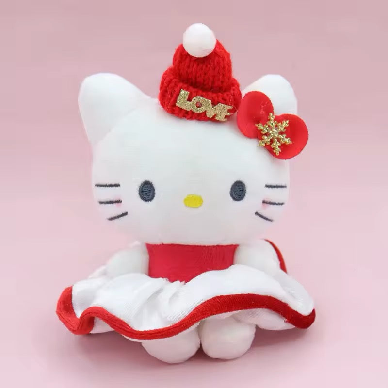 Kitty Kawaii Plush Christmas Themed Keychain