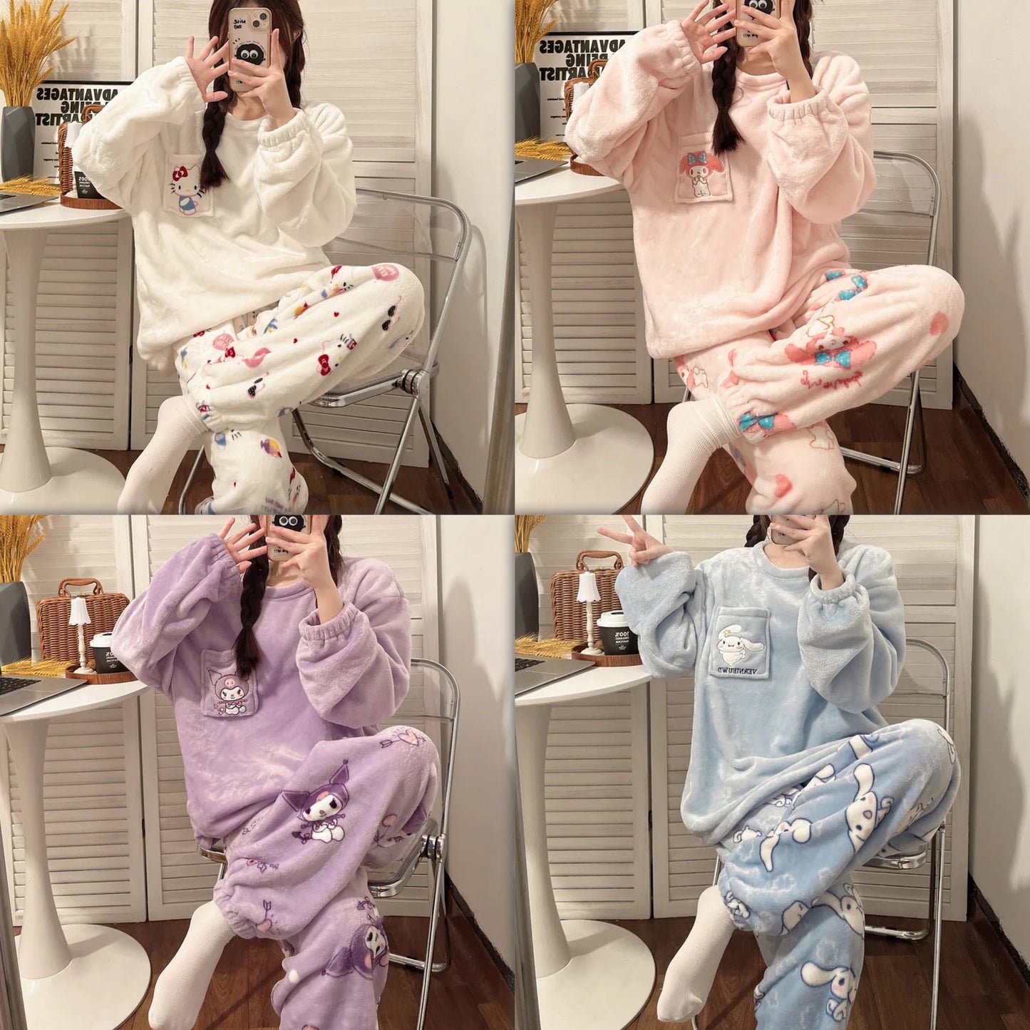 Kawaii Character Fluffy Pyjamas Pjs Set