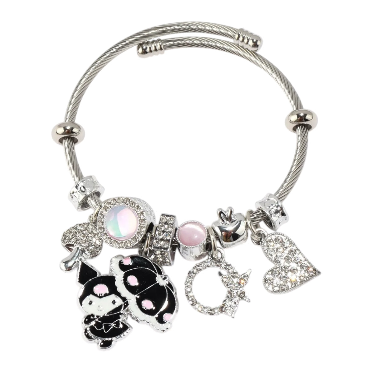 Kawaii Character 925 Sterling Silver Charm Adjustable Bracelet