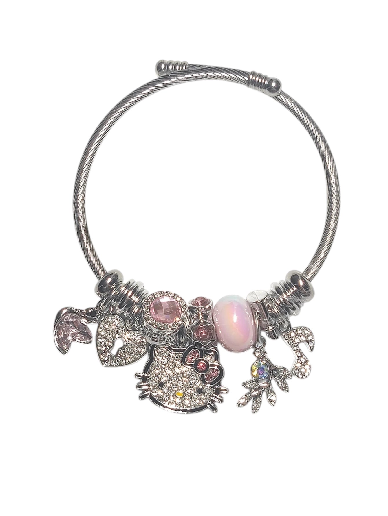 Kawaii Character 925 Sterling Silver Charm Adjustable Bracelet