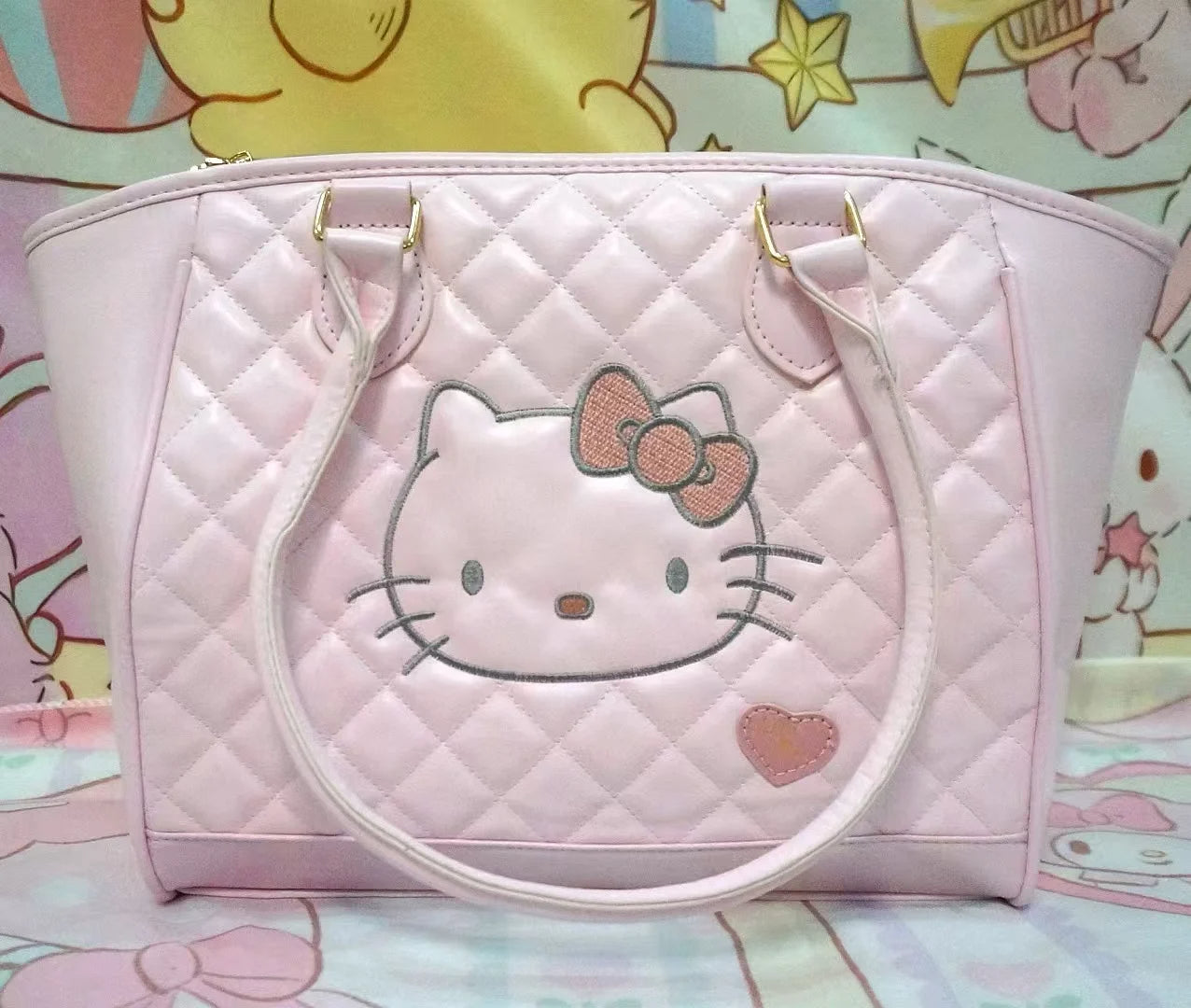 Kitty Kawaii Pink Leather Patterned Shoulder Tote Bag