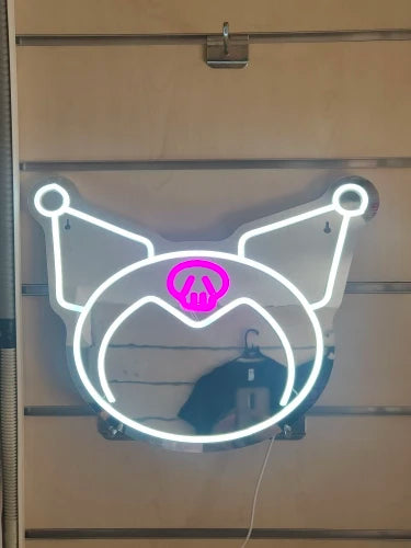 Kawaii Character Kuro Purple LED Neon Wall Mirror