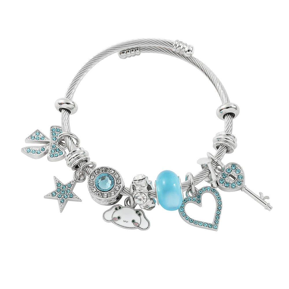 Kawaii Character 925 Sterling Silver Charm Adjustable Bracelet (3 Variants)