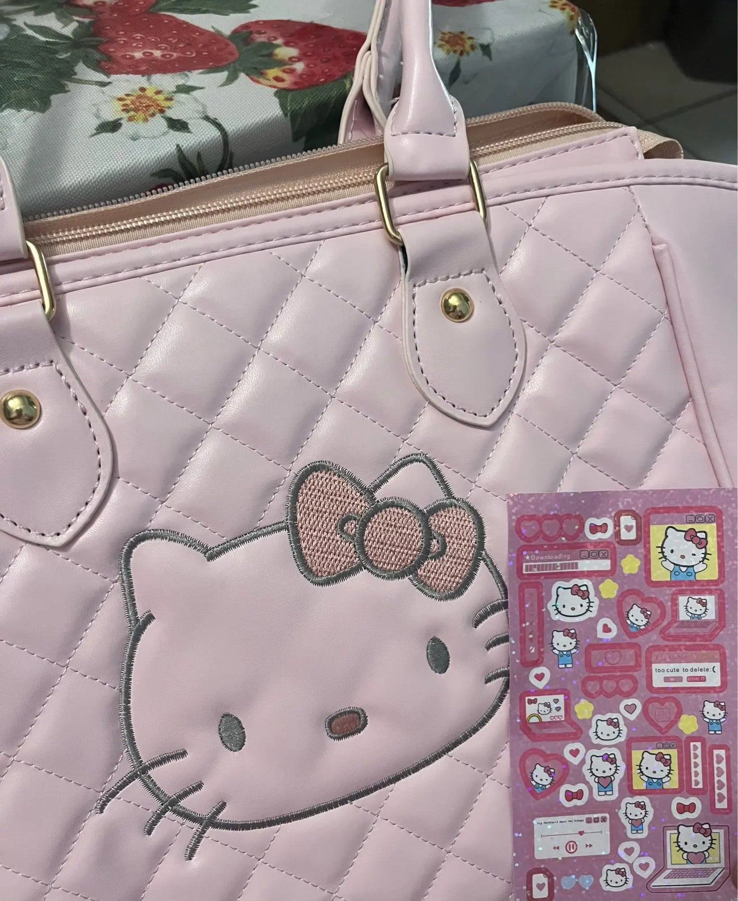 Kitty Kawaii Pink Leather Patterned Shoulder Tote Bag