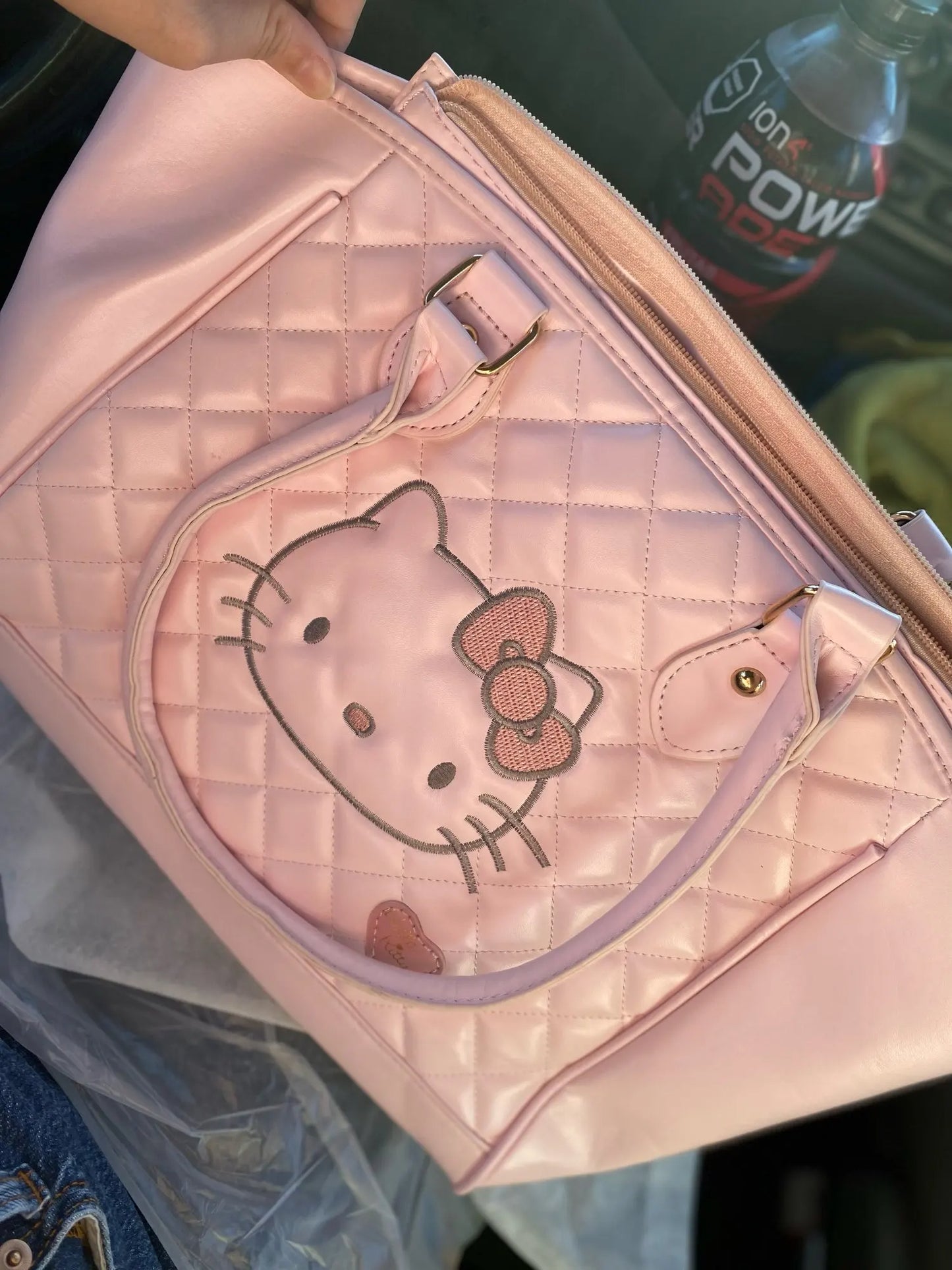 Kitty Kawaii Pink Leather Patterned Shoulder Tote Bag