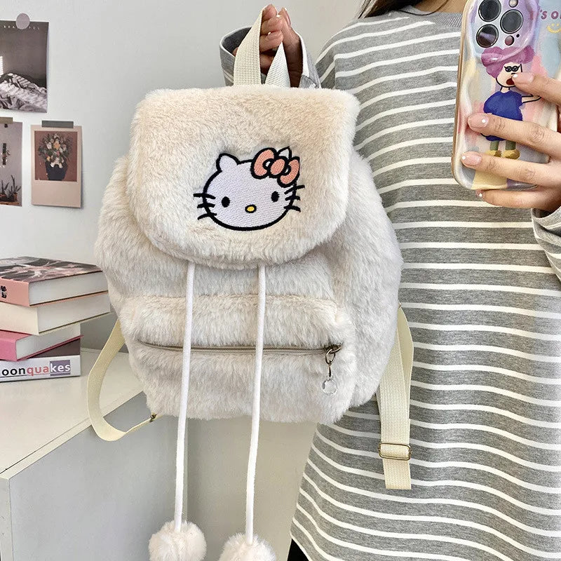 Kawaii Character Furry Plush Tote Backpack