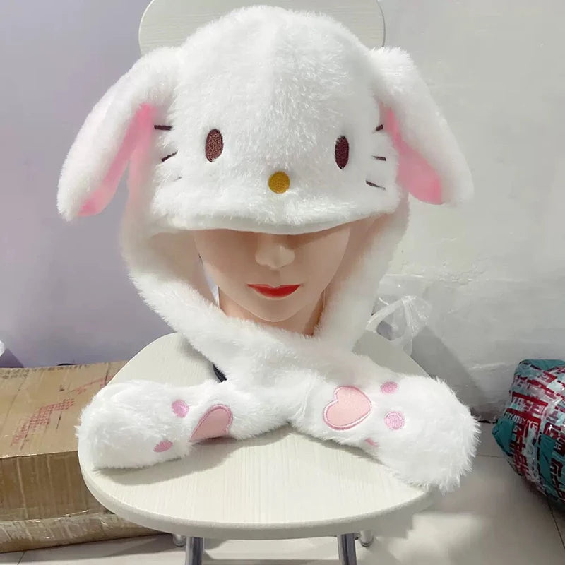 Kawaii Character Plush Winter Ear Moving Hat