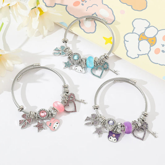 Kawaii Character 925 Sterling Silver Charm Adjustable Bracelet (3 Variants)