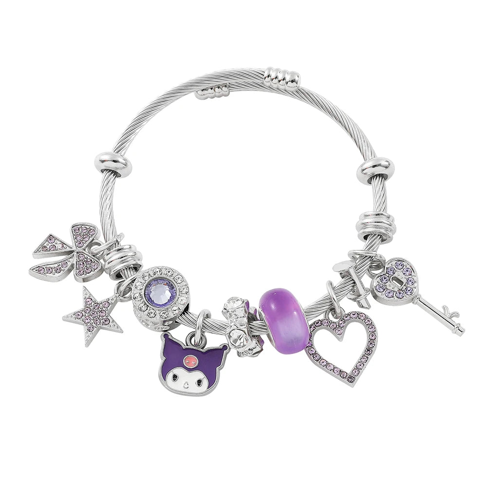 Kawaii Character 925 Sterling Silver Charm Adjustable Bracelet (3 Variants)