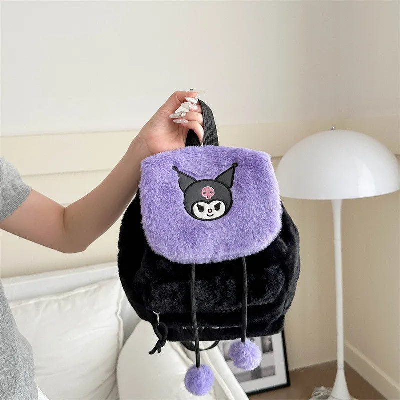 Kawaii Character Furry Plush Tote Backpack