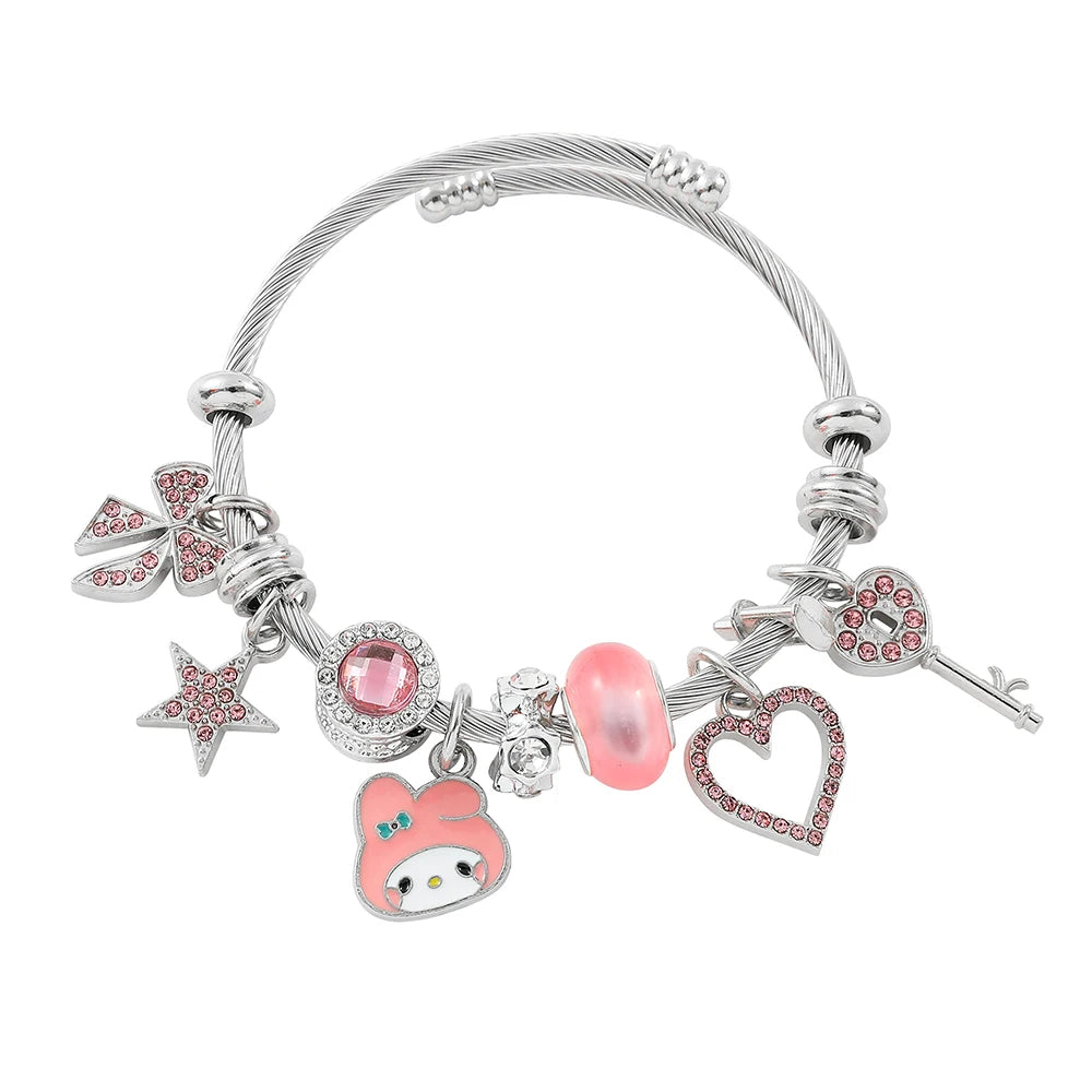 Kawaii Character 925 Sterling Silver Charm Adjustable Bracelet (3 Variants)