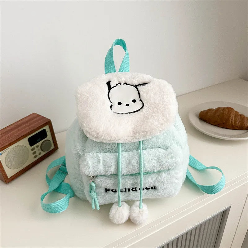 Kawaii Character Furry Plush Tote Backpack