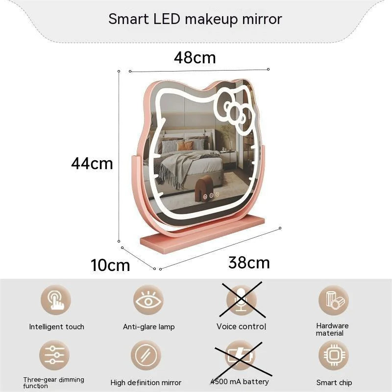 Kitty Kawaii Large LED Touchscreen Makeup Mirror